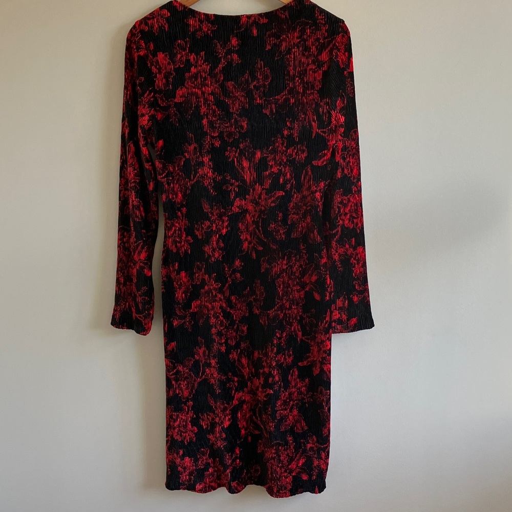 Anthropologie Black and Red Patterned Midi Dress - Picture 9 of 10